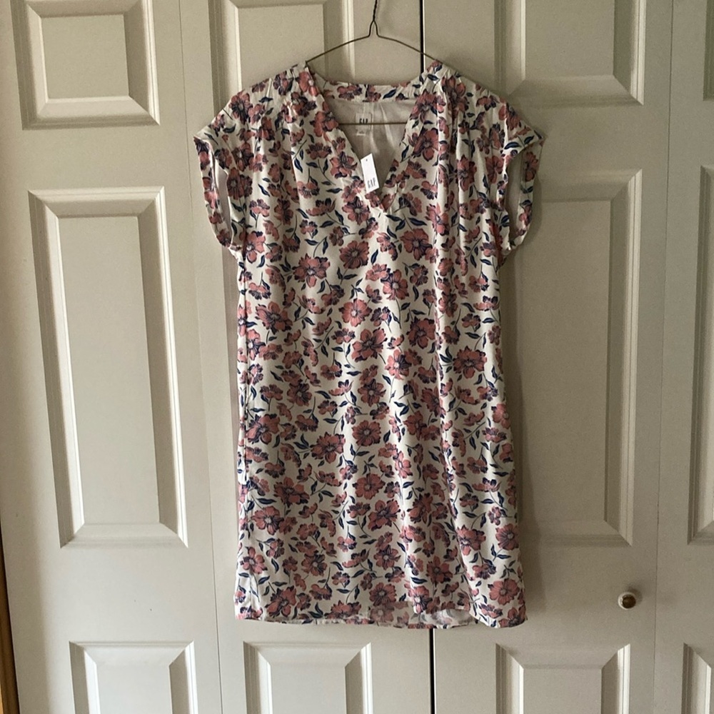 Gap women’s floral dress v-neck sm cap sleeves NWT lined spring summer casual - Picture 1 of 9